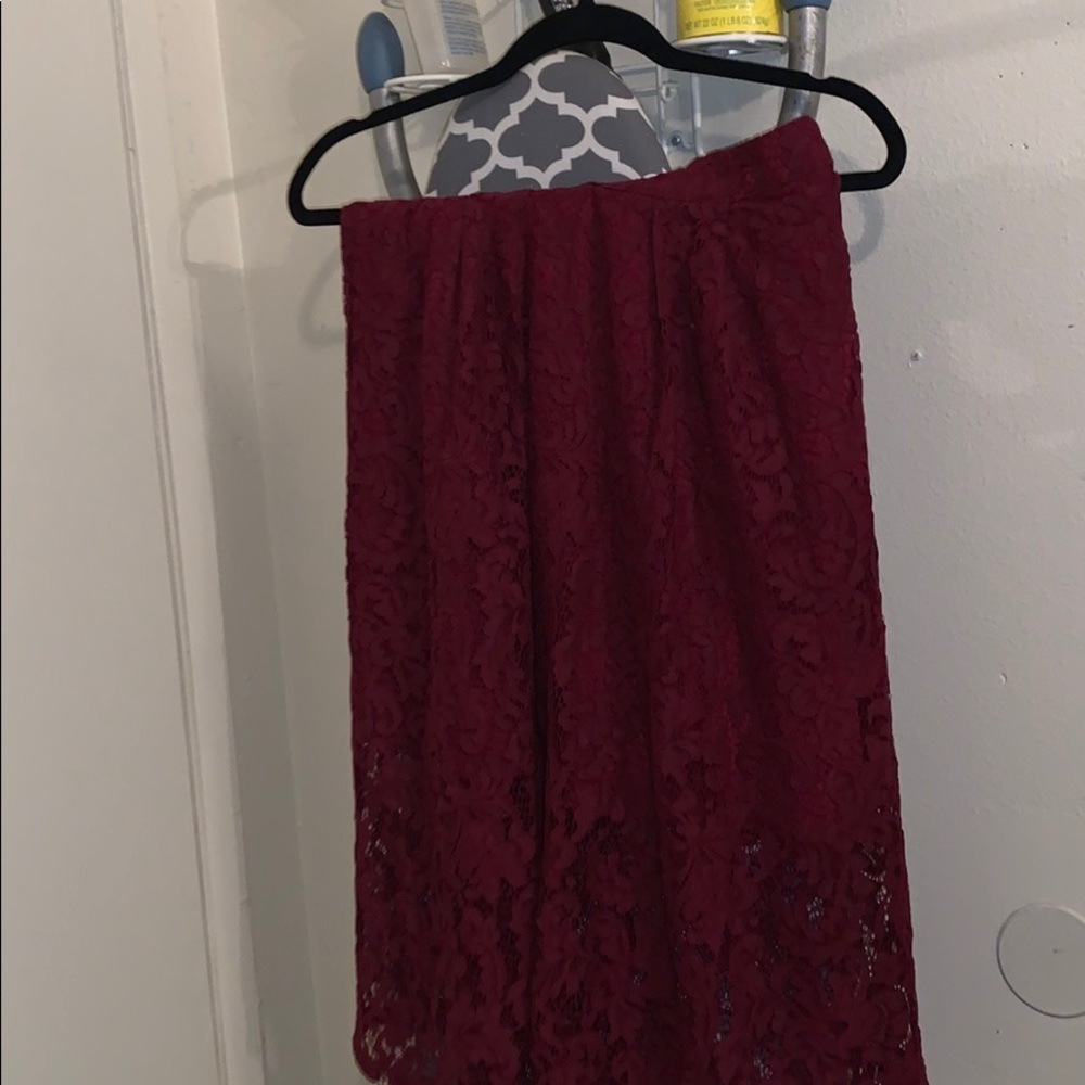 Floral pleated lace  skirt